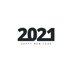 Happy New Year 2021 symbol in black color isolated in white background. New year Celebration.