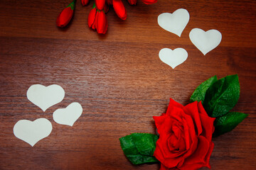 red rose and heart