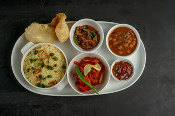 Food Dish in black background top view 