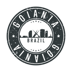 Goiânia, State of Goiás, Brazil Skyline Stamp. Round Postmark Icon City Design. Vector Landmark Travel Badge.