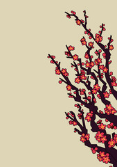 illustration of red plum blossoms