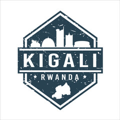 Obraz premium Kigali, Rwanda Travel Stamp Icon. Skyline City Design Tourism Diamond. Vector Illustration Grunge Clip art Badge.