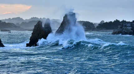 Storm on the coastline of Brittany. France