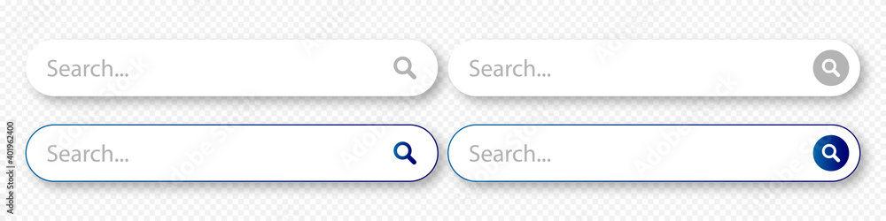 Aufkleber Set of search bar boxes. Web UI elements for browsers with text field and search button. Vector set computer illustration searched. Stock vector EPS 10