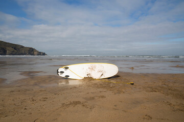 Fototapeta na wymiar surfboard on the beach sand