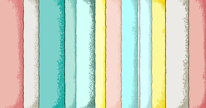 Endless simple background of cartoon stripes in pastel colors. Modern minimalistic hipster background made of animated ribbons with painted shadows.