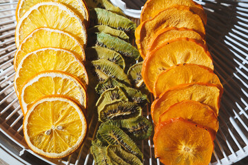 colorful fruits on dehydrator