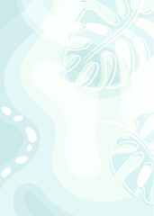 Abstract Card with Foliage Shapes and Fluid Backdrop Vector Template