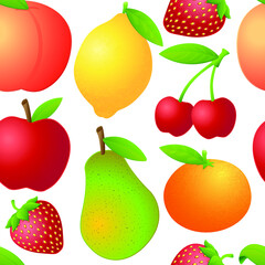 Macedonia Emoji Pattern. Fruit Seamless Background Symbols. Silhouette Emoticon Vegetable Design Vector.