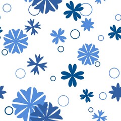 seamless pattern blue flowers on white background, snowflakes, cornflowers, decorative paper, delicate wallpaper