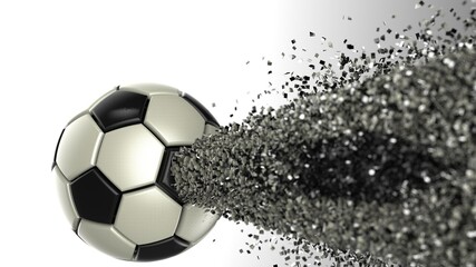 Naklejka premium Soccer ball with Particles under Black Background. 3D sketch design and illustration. 3D CG. 3D high quality rendering.