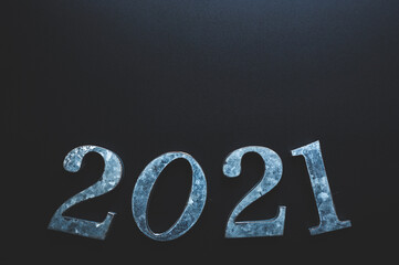 word number 2021 on dark background