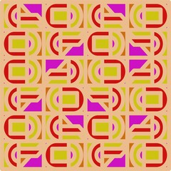 Beautiful of Colorful Triangle, Rectangle and Semi-Circle, Repeated, Abstract, Illustrator Pattern Wallpaper. Image for Printing on Paper, Wallpaper or Background, Covers, Fabrics