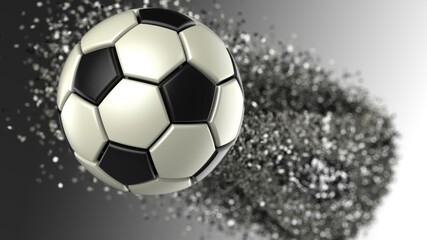Fototapeta premium Soccer ball with Particles under Black Background. 3D sketch design and illustration. 3D CG. 3D high quality rendering.