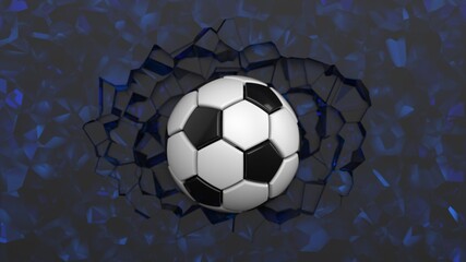 Soccer ball with Particles under Black Background. 3D sketch design and illustration. 3D CG. 3D high quality rendering.