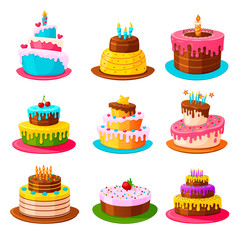 Birthday holiday cakes, sweet delicious tasty pastry