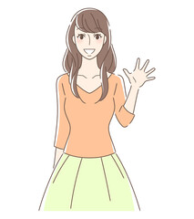 手を振る女性