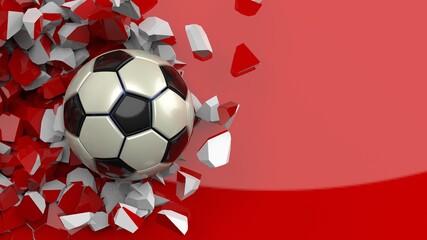 Soccer ball with Particles under Black Background. 3D sketch design and illustration. 3D CG. 3D high quality rendering.