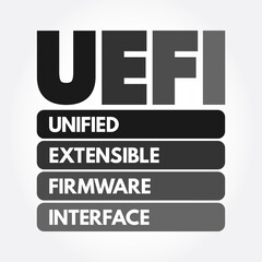 UEFI - Unified Extensible Firmware Interface acronym, technology concept background