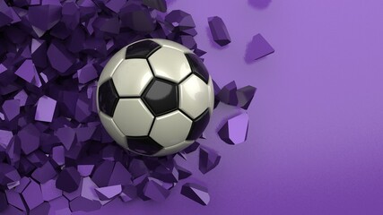Fototapeta premium Soccer ball with Particles under Black Background. 3D sketch design and illustration. 3D CG. 3D high quality rendering.