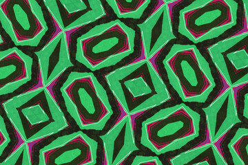 African fabric, cotton – Textured and seamless pattern – Green and pink colors, photo
