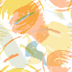 Paintbrush strokes vector seamless pattern. Modern abstract background in pastel colors.