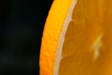 close up of a slice of orange juice
