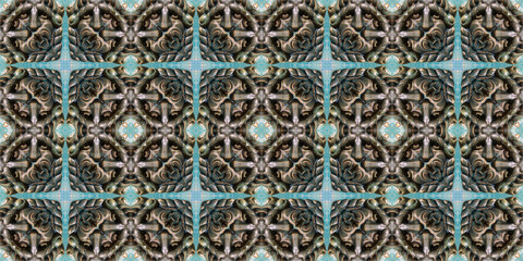 Vintage bronze forging and blue marble tiles