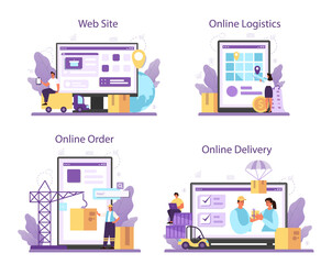 Suppliers online service or platform set. B2B idea, global logistic distribution