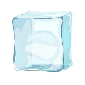 Realistic ice cube colourful isolated images on white background.