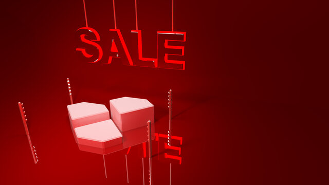 Red Podium and scene Sale Promotion with 3d render mock up scene geometry shape platform forms for product display Red Background