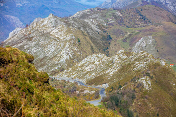 Mountain rocky landscape. The Cantabrian Mountains, Picos de Europa national park, Spain