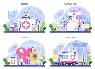 Doctor concept set. Healthcare, modern medicine treatment, expertize