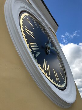 clock on the tower, chapel, dial against