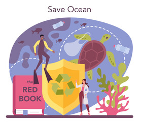 Oceanologist concept. Save the ocean idea. Practical studying
