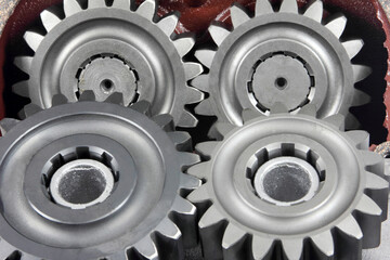 stainless steel gear wheels close up