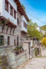 Fototapeta na wymiar Street view at Makrinitsa village of Pelion, Greece