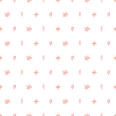 Vector nature seamless pattern with cherry pink petal and bloom. Floral backdrop. Textile ornament.