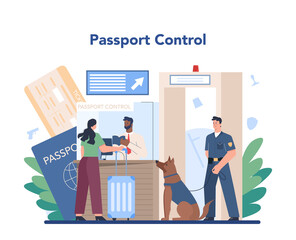Customs officer concept. Passport control at the airport.