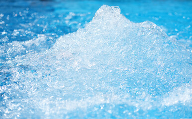 Blue clear fresh Water in jacuzzi. Spa massage background. water bubbles in jacuzzi, spa and...