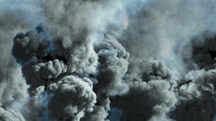 Abstract 3D illustration - vivid background of dense smoke, pollution concept