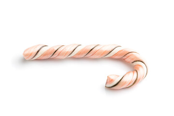 Naklejka premium Single christmas cane candies isolated on white background, side view.