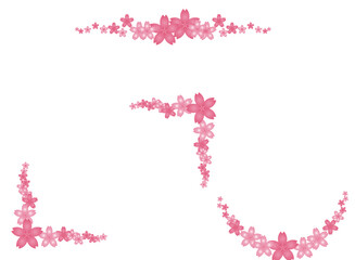 ピンク色の桜の花の飾り枠素材	