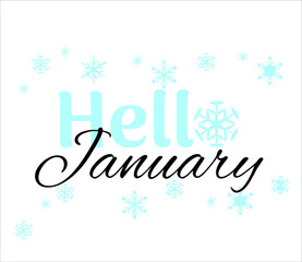January sign with snowflakes. Vector illustration.