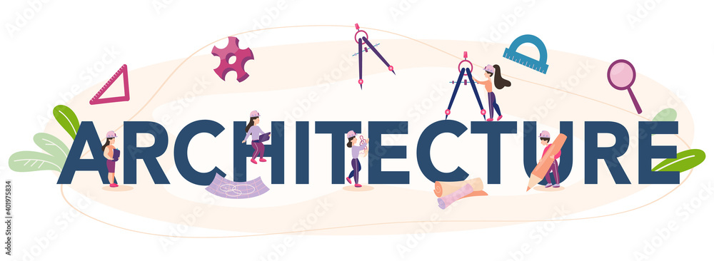 Poster architecture typographic header. idea of building project