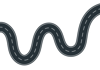 Winding road. Curve way or asphalt highway. Vector illustration.