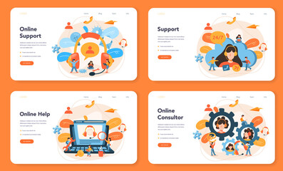 Obraz na płótnie Canvas Technical support web banner or landing page set. Idea of customer service.