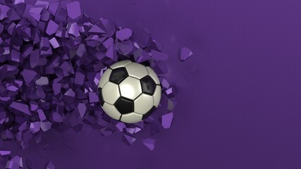 Obraz premium Soccer ball with Particles under Black Background. 3D sketch design and illustration. 3D high quality rendering.