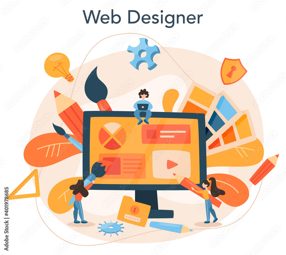 Poster web design concept. presenting content on web pages.