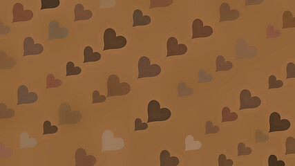 Coffee background with slightly blurred hearts. Festive abstraction for Valentine's Day. Tranquil background for a wedding.